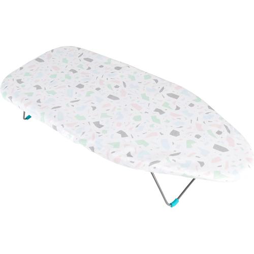 LA028459PASFEU7 Planche à Repasser de Table, Housse 100 % Coton, Doublure Feutre pour Un Repassage Fluide, compacte, Pratique, légère, Facile à Transporter, 73 x 31 cm, Motif terrazzo Pastel