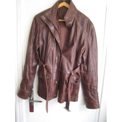 Veste Manteau 3/4 Cuir D'agneau Neuve 42 44 Marron