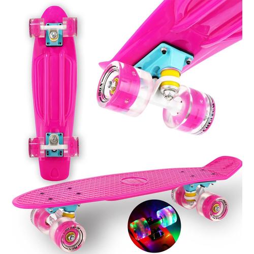 Rose Rgx Mini Cruiser Skate Board Complet Pour Enfants, Jeunes Adultes, Débutants, 22 Roues En Pu Avec Plateau Renforcé Abec-7rs