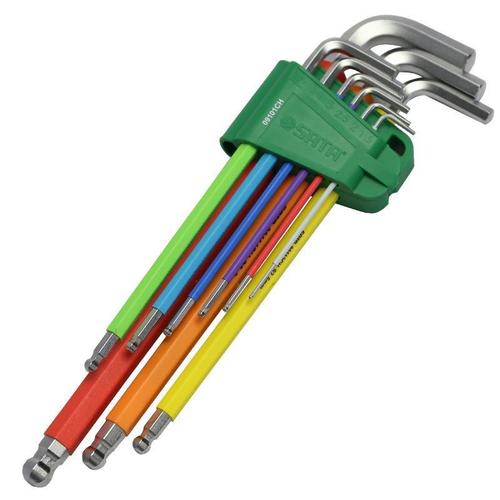 Nice-Mall Jeu de clés Torx extra longues, code couleur, 9 pièces, tailles T10-T50 (SCTX009S