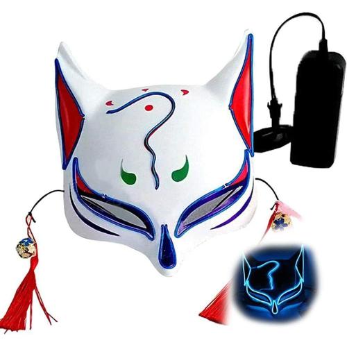 Masque Led Light Up Fox Cosplay Halloween Masquerade Fête De Noël Japonaise