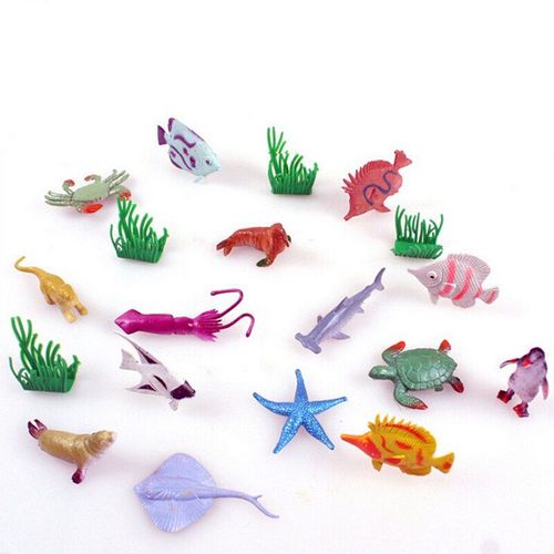 16 Pcs/Paquet En Plastique Mer Marine Animal Modle Jouets Océan Créatures Mer Vie Requin Baleine Crabe Enfants Jouet Poisson Miniature 2018 Nouveau