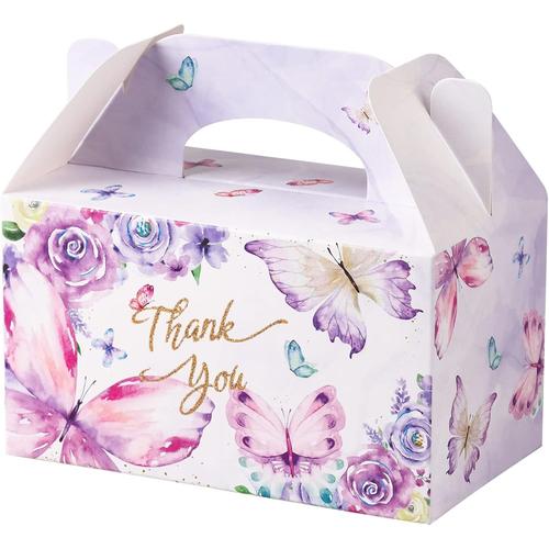 Giffu Boîtes de faveur florales papillon violet, coffrets cadeaux pour la douche nuptiale anniversaire fête faveur de mariage (papillon violet)