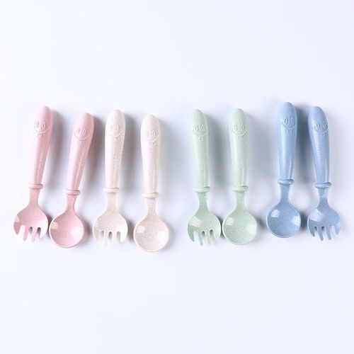 Set De Couverts Pour Enfants Cuillère En Paille De Blé Dessin Animé Créatif Enfants Cuillère Ensemble De Couverts Pour Enfants De Haute Qualité