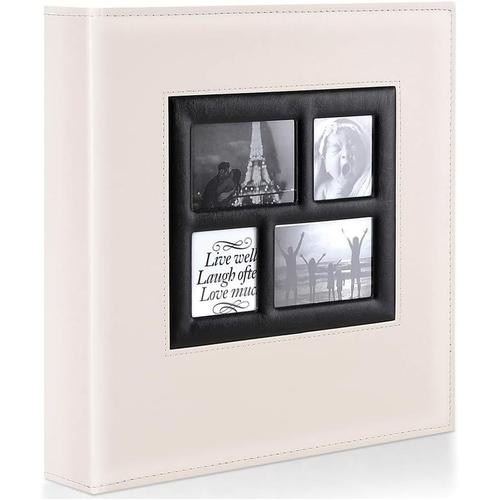 Album Photo 10x15 500 Pochette, Geant Format Cuir Tissu Album pour Horizontal Vertical Photos Beige