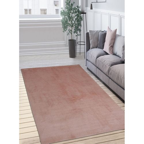 Tapis Longs Poils Shaggy 160x230 Rectangle Fait À La Main Rose Motif Uni Chic