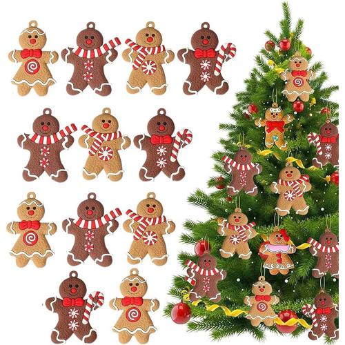 Gingerbread People Decor, 12 Pièces Gingerbread People Décoration D'arbre De Noël, Gingerbread People Peut Être Accroché À L'arbre De Noël Pour La Décoration Ou Comme Pendentif