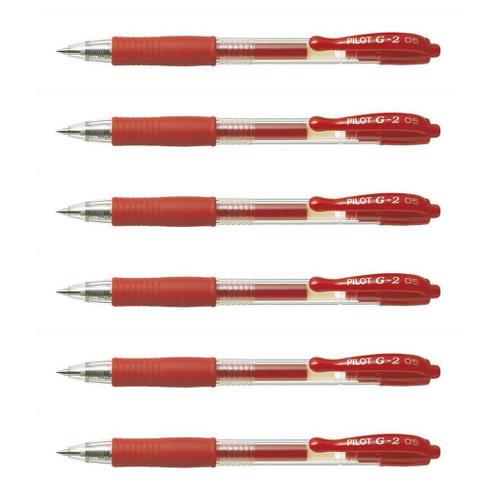 Pilot Lot De 6 Stylos Bille À Encre Gel G2 05 Pointe Fine Rouge