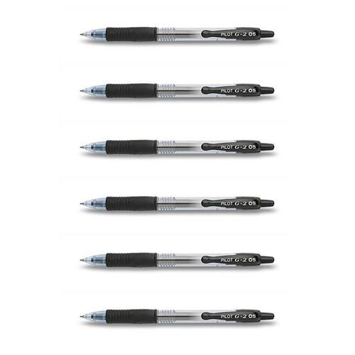 Pilot Lot De 6 Stylos Bille À Encre Gel G2 05 Pte Fine Noir