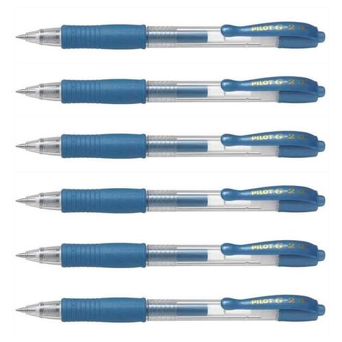 Pilot Lot De 6 Stylos Bille À Encre Gel G2 07 Metallic,Bleu Métallique