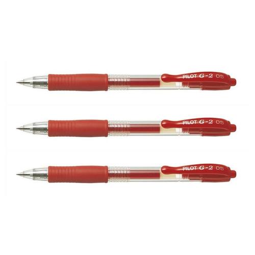 Pilot Lot De 3 Stylos Bille À Encre Gel G2 05 Pointe Fine Rouge