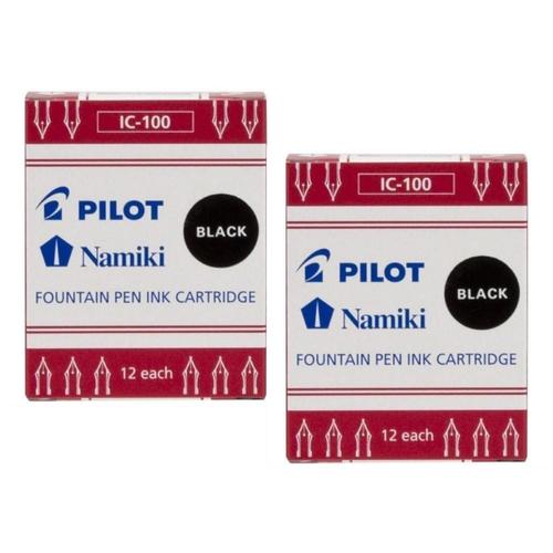 Pilot Lot De 2 Etuis De 12 Cartouches D'encre Namiki Ic-100 Pour Stylo Capless Noir