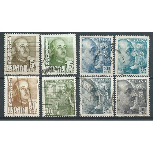 Général Franco Lot De 8 Timbres Oblitérés Années 40/50