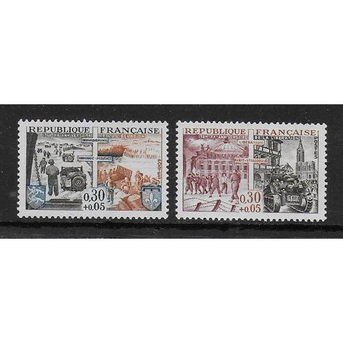 France 1964 : Débarquement Normandie-Provence / Libération Paris-Strasbourg : Série Entière De 2 Timbres Neufs **