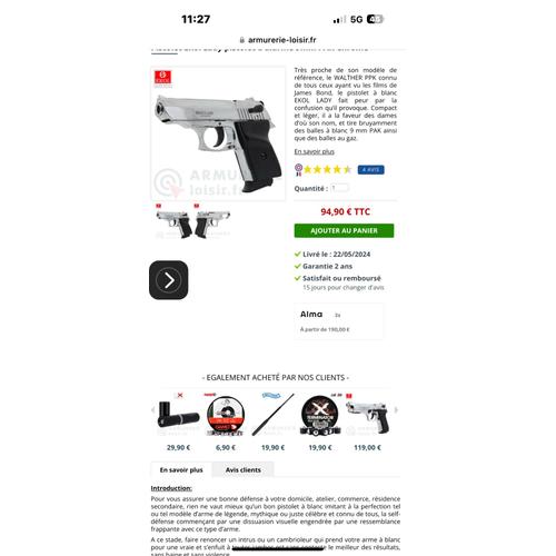 Revolver à blanc d¿alarme effaroucheur d¿oiseau 9mm LePetit RG59