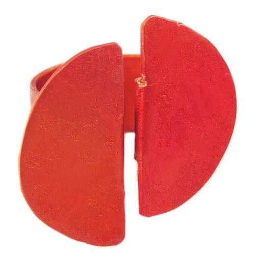 Les Trésors De Lily [R1238] - Bague Artisanale 'aluminirock' Orange Rouge - 32x32 Mm