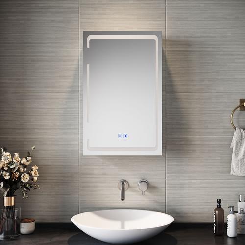 Armoire de toilette avec miroir de salle de bain avec lumière LED 3 couleurs, miroir de salle de bain anti-buée avec meuble de rangement, blanc 38x60cm