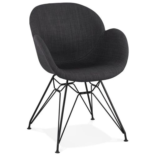 Chaise Design 'planet' En Tissu Gris Foncé Avec Pieds En Métal Noir