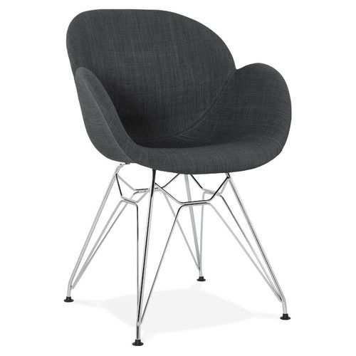 Chaise Moderne 'origami' En Tissu Gris Foncé Avec Pieds En Métal Chromé