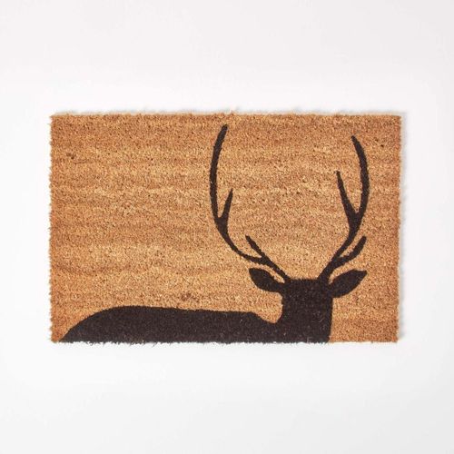 Paillasson En Fibres Naturelles De Coco Silhouette De Cerf, 60 X 40 Cm