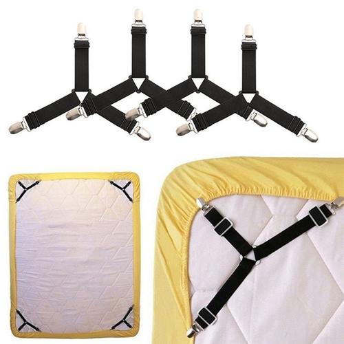 4 Pieces Lit Reglable Draps Sangles Bretelles Entrecroisees Lit Drap Housse Sangles Bretelles Pince De Rangement Attache Clips