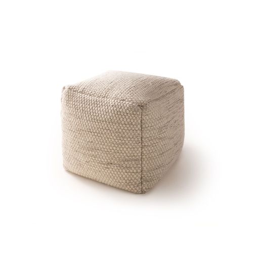 Pouf En Laine Fait Main Rocco Crème 45x45x45 Cm - Tapis Nature