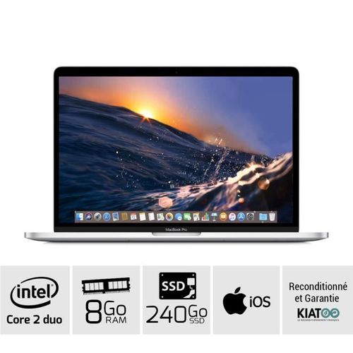 Apple - MacBook Pro 13 (Gris A1278) - Core 2 Duo - RAM 8 Go - Stockage 240 Go SSD - Clavier AZERTY - Reconditionné