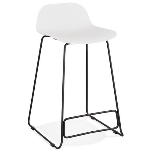 Tabouret Snack Mi-Hauteur 'babylos Mini' Blanc Avec Pieds En Métal Noir