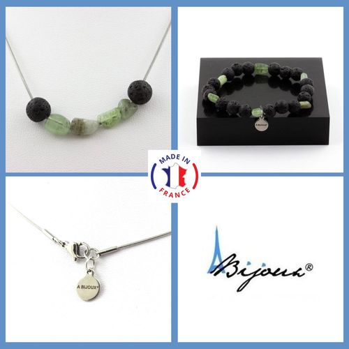 Parure Bijoux Bracelet Collier Perles Apatite Verte De Madagascar + Taille Personnalisable.
