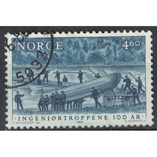 Norvège 1988 Oblitéré Used Ingeniørtroppene Les Troupes Du Génie Pont Avec Des Bateaux Su