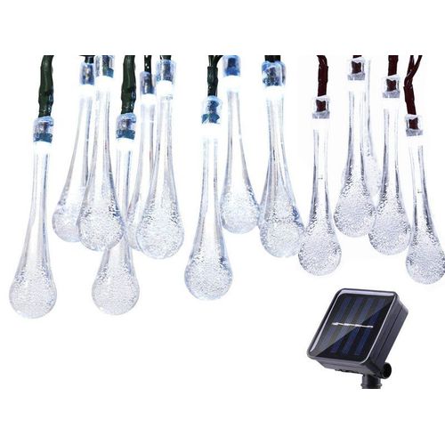 Guirlande Lumineuse Solaire En Forme De Goutte D'eau En Cristal, 50 Led, 7m, Pour Décoration De Jardin, Blanc Froid
