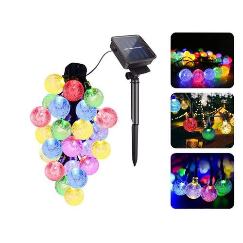 Guirlande Lumineuse Solaire À 20 Led, 5m, Boule De Cristal, Multicolore, Pour Fête En Plein Air Dans Le Jardin