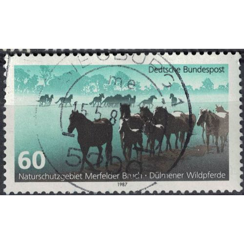 Allemagne 1987 Oblitéré Used Chevaux Dülmen Dans La Réserve Naturelle De Merfelder Bruch Su