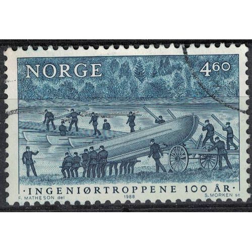 Norvège 1988 Oblitéré Used Ingeniørtroppene Les Troupes Du Génie Pont Avec Des Bateaux Su