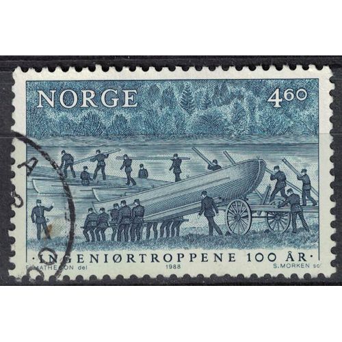 Norvège 1988 Oblitéré Used Ingeniørtroppene Les Troupes Du Génie Pont Avec Des Bateaux Su