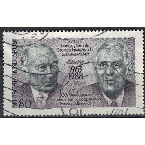 Allemagne 1988 Oblitéré Used Traité De L'elysée Coopération Franco Allemande Konrad Adenauer Charles De Gaulle Su