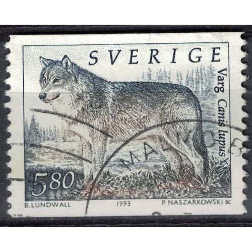 Suède 1993 Oblitéré Used Animaux Canis Lupus Loup Su