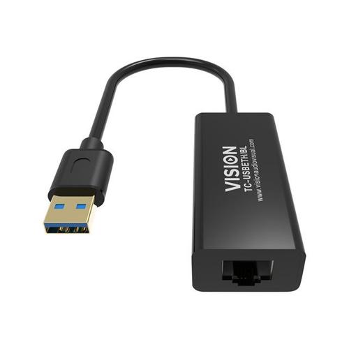 Vision TC-USBETH/BL - Adaptateur réseau - USB 2.0 - Gigabit Ethernet x 1 - noir