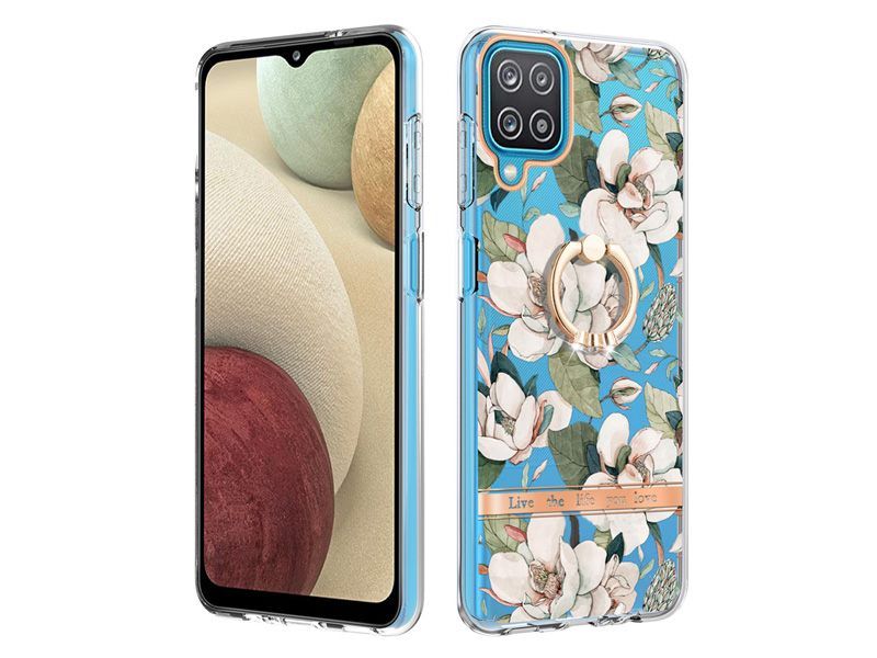 Coque Avec Béquille Et Anneau De Doigt Pour Samsung Galaxy A12 4g, Fleur