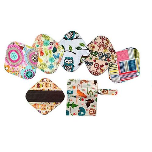 Lot De 6 Protège-Slips Lavables En Charbon De Bambou, 20 Cm + 1 Sac Étanche 