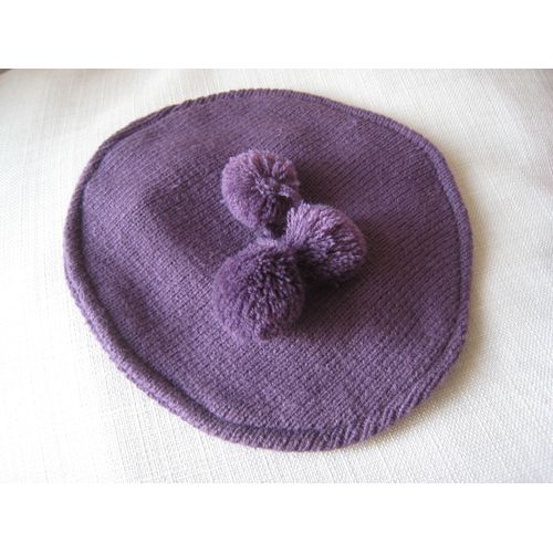Bonnet Beret Violet Pompons Fille Tbe