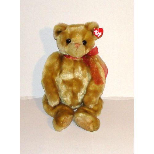 Peluche Ours Ty Noeud Papillon Tule Doudou Ours Marron Luisant 44 Cm