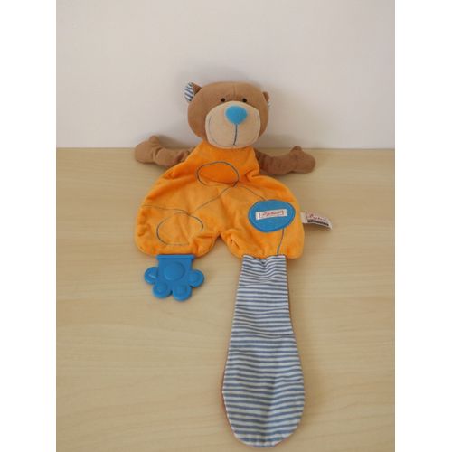 Doudou Ours Marron Orange Bleu Sigikid