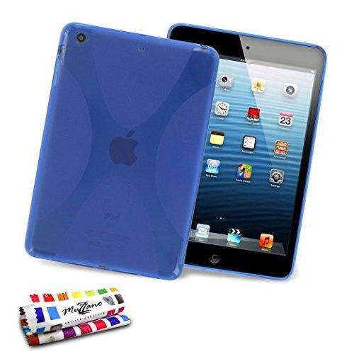 Muzzano Coque Souple Ultra-Slim "Le X" Premium Bleu Pour Apple Ipad Mini De Qualité Supérieure Originale - Protection Antichoc Elegante, Optimale Et Durable Au Design Soigné Exclusif + 1 Stylet Et 1 Chiffon Muzzano Offerts