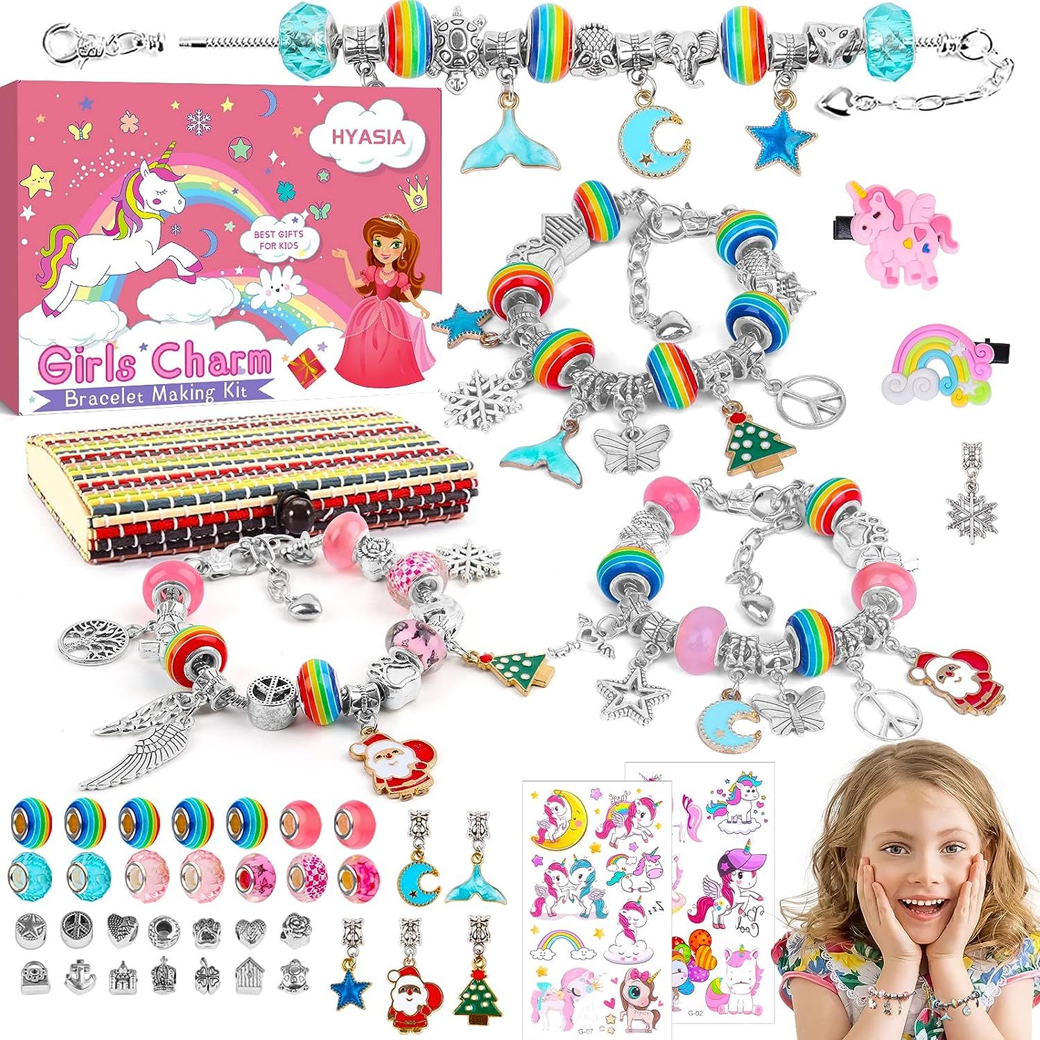 Licorne 5-12 Ans Enfant Jouet, Pandora 5+ Ans, Charms Bracelet Kit Fabrication Creation Bijoux Calendrier De L'avent Fille, Idée Cadeau Anniversaire Fille