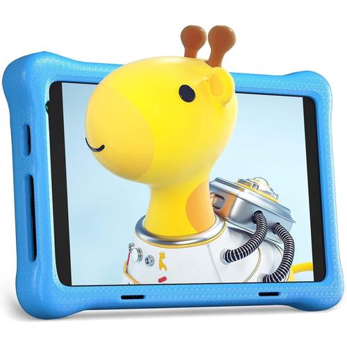 Tablette Enfants Android 12 de 8 Pouces Quad-Core 2 Go RAM 32 Go ROM Écran HD 1280x800 IPS 4000 mAh Double caméra WLAN Bluetooth Tablette pour Enfants avec Housse de Protection (Bleu)