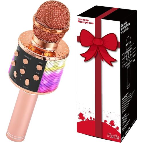 Micro Karaoké, Microphone Karaoké Sans Fil Bluetooth pour Enfants Chanter Jouet Fille 3 4 5 6 7 8 9 10 12 Ans Cadeau Enfant 3-14 Ans