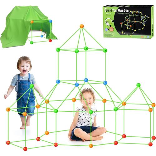 156 Pcs Kids Fort Building Kits, Jouet Fort Créatif Pour Garçon Et Fille De 5+ Ans, Bricolage Puzzle Maison Jouet Construisez Votre Cabane Tunnels Jouer Tente, Intérieur &extérieur Jouer Tente