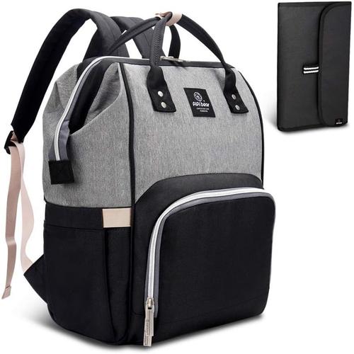 Heyi Sacs À Dos À Langer Pour Bébé Sac De Voyage ¿ Avec Sacs Isolés, Tissu Imperméable, Grand Capacité Sac À Dos Conception Et Sac À Main Pour Mères Et Soins Des Bébés (Gris Noir)