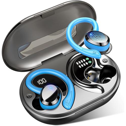 2022 Ecouteur Bluetooth sans Fil Sport, Écouteur sans Fil IP7 Etanche, Oreillette Bluetooth 5.1 avec 2 HD Mic, HiFi Stéréo, CVC 8.0 Antibruit, 48H Charge Rapide Casque Bluetooth iOS Android (Blue)